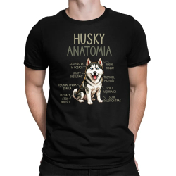 Husky anatomia - męska koszulka na prezent