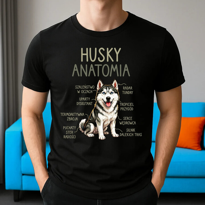 Husky anatomia - męska koszulka na prezent