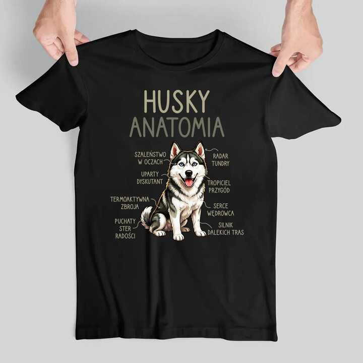 Husky anatomia - męska koszulka na prezent