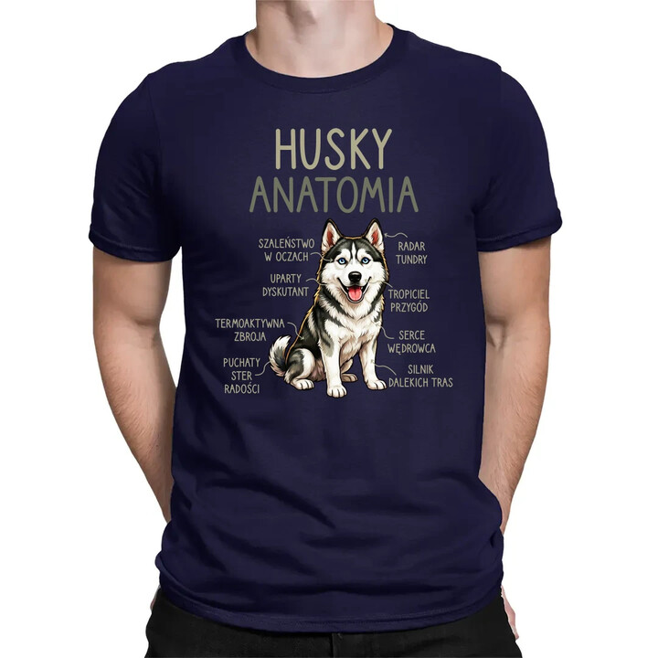 Husky anatomia - męska koszulka na prezent