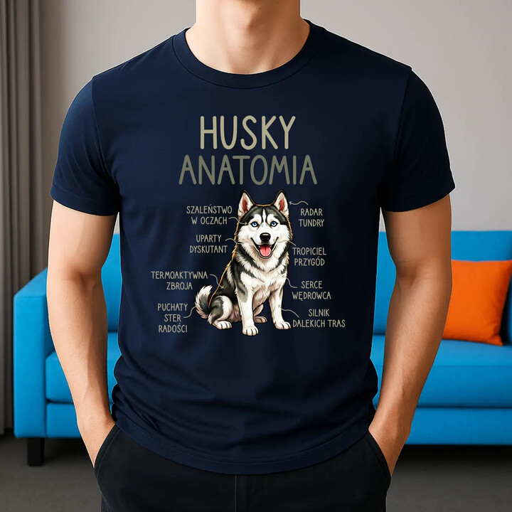 Husky anatomia - męska koszulka na prezent