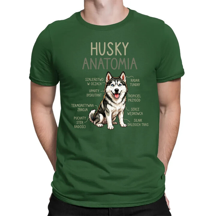 Husky anatomia - męska koszulka na prezent