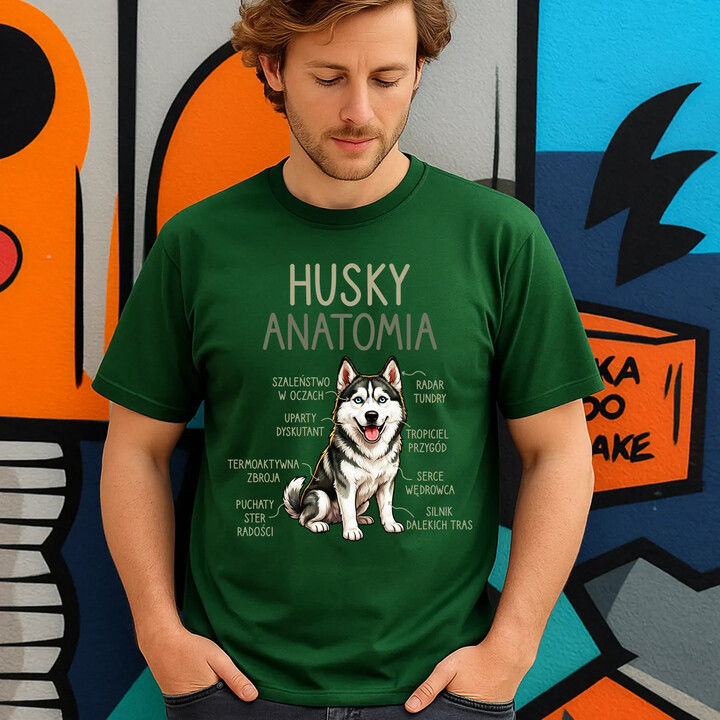 Husky anatomia - męska koszulka na prezent