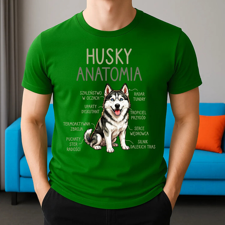 Husky anatomia - męska koszulka na prezent