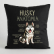 Husky anatomia - czarna poduszka na prezent