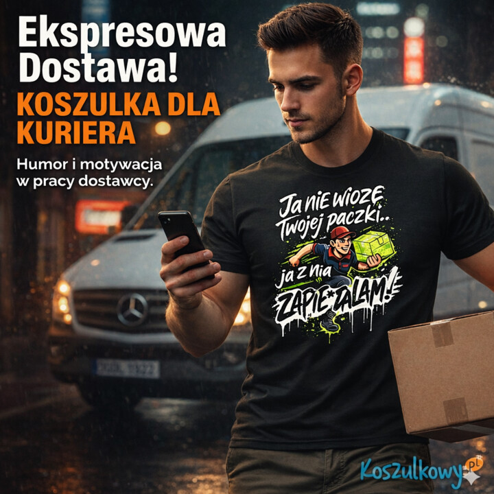 Ja nie wiozę twojej paczki.. ja z nią zapie*dalam! - męska koszulka na prezent