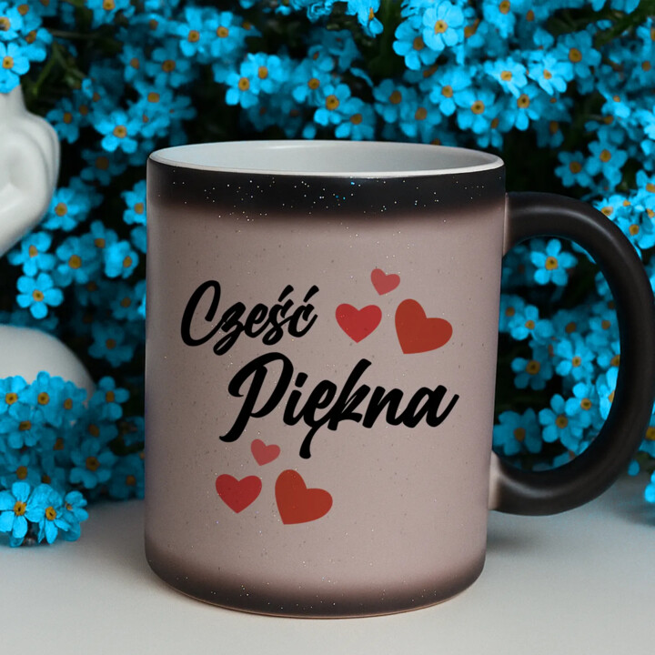 Cześć piękna - magiczny kubek z brokatem na prezent