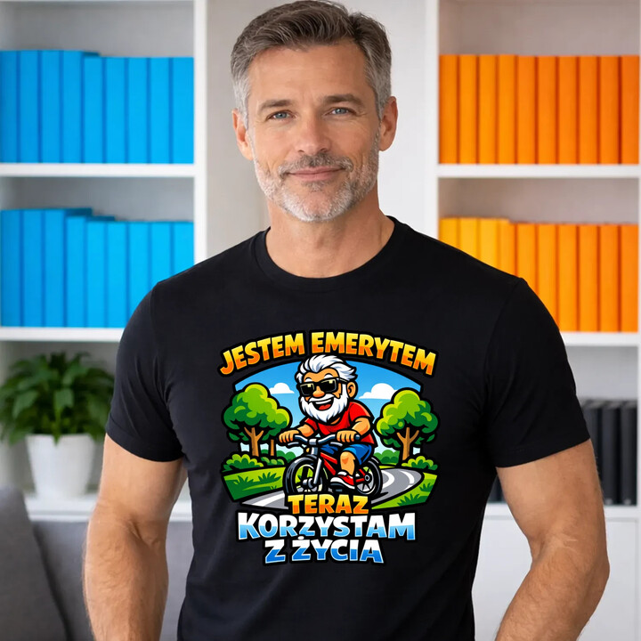 Jestem emerytem - teraz korzystam z życia - męska koszulka na prezent