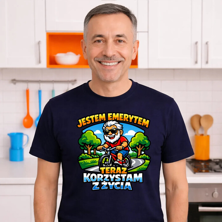 Jestem emerytem - teraz korzystam z życia - męska koszulka na prezent