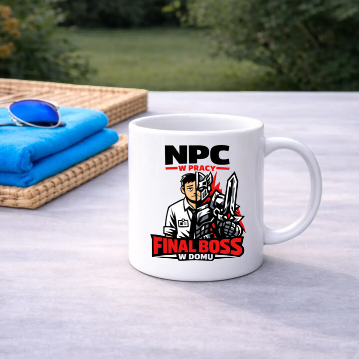 NPC w pracy, final boss w domu - kubek na prezent