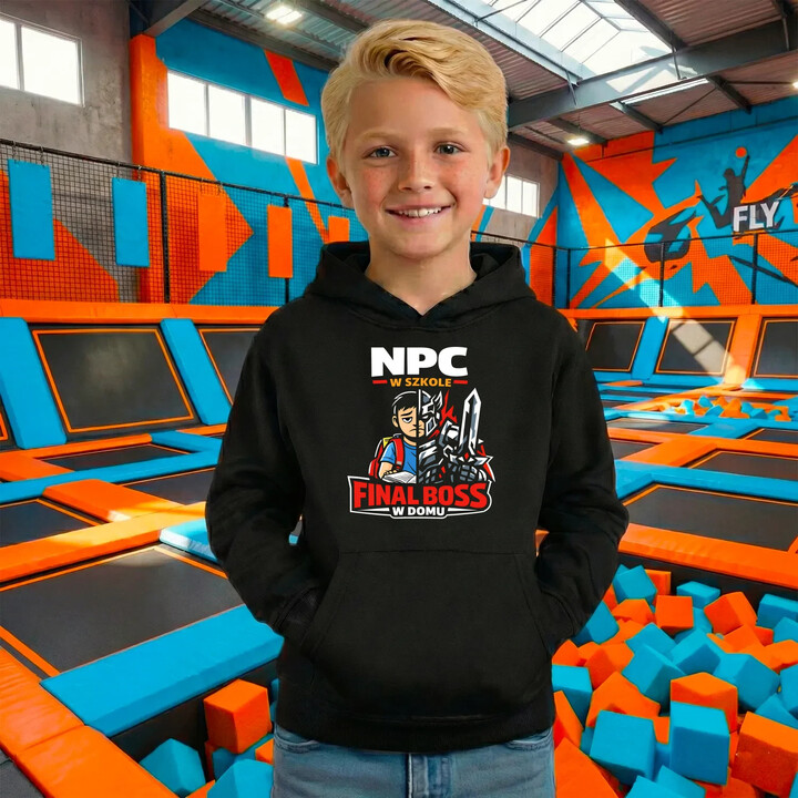 NPC w szkole, final boss w domu - dziecięca bluza na prezent