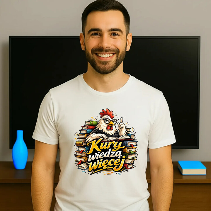 Kury wiedzą więcej - męska koszulka na prezent