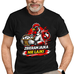 Zbieram jajka, nie lajki - męska koszulka na prezent