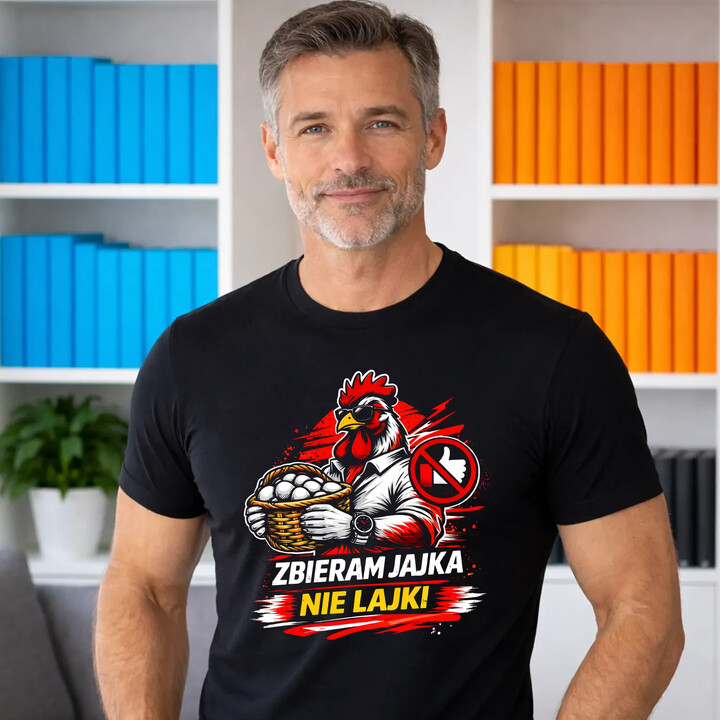 Zbieram jajka, nie lajki - męska koszulka na prezent