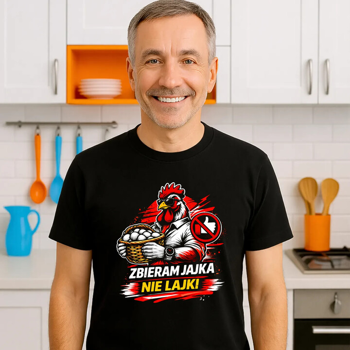 Zbieram jajka, nie lajki - męska koszulka na prezent