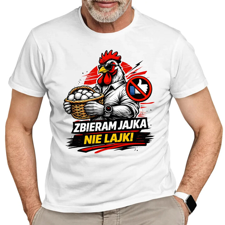 Zbieram jajka, nie lajki - męska koszulka na prezent