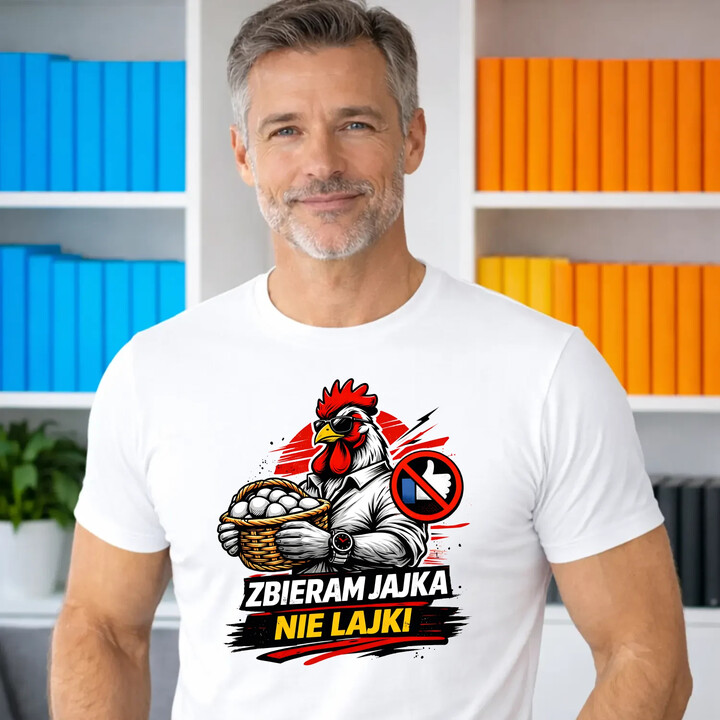 Zbieram jajka, nie lajki - męska koszulka na prezent