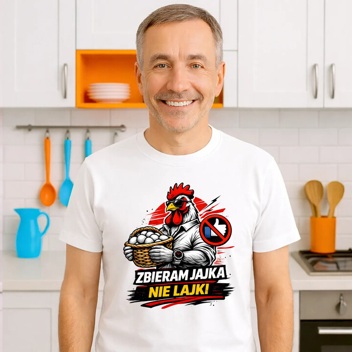 Zbieram jajka, nie lajki - męska koszulka na prezent