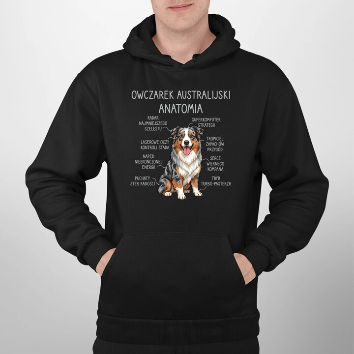 Owczarek Australijski - anatomia - męska bluza na prezent
