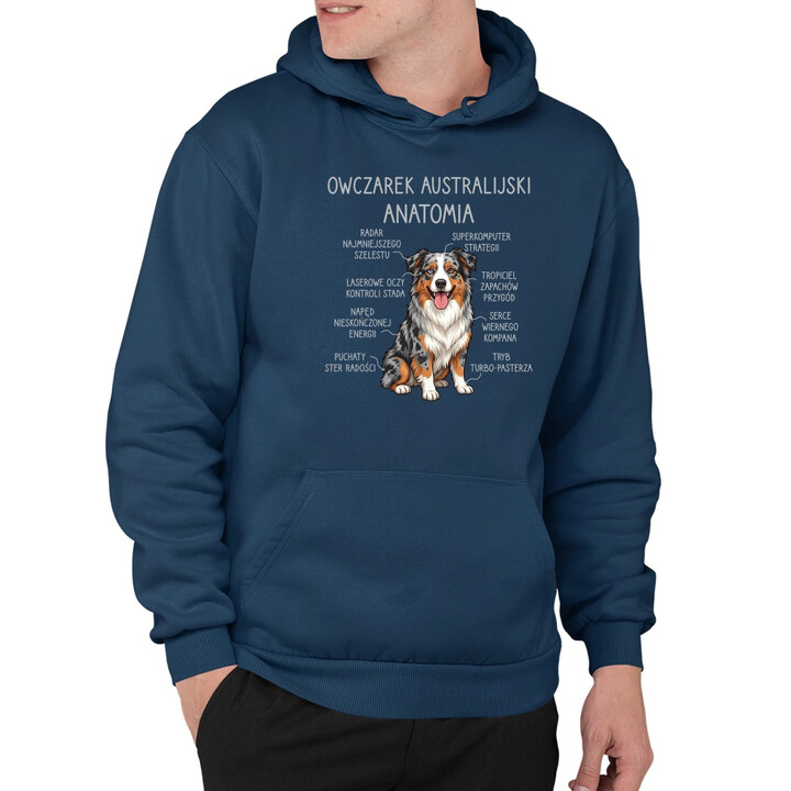 Owczarek Australijski - anatomia - męska bluza na prezent