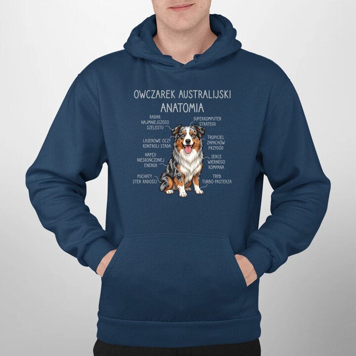 Owczarek Australijski - anatomia - męska bluza na prezent