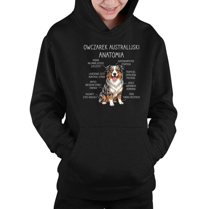 Owczarek Australijski - anatomia - dziecięca bluza na prezent