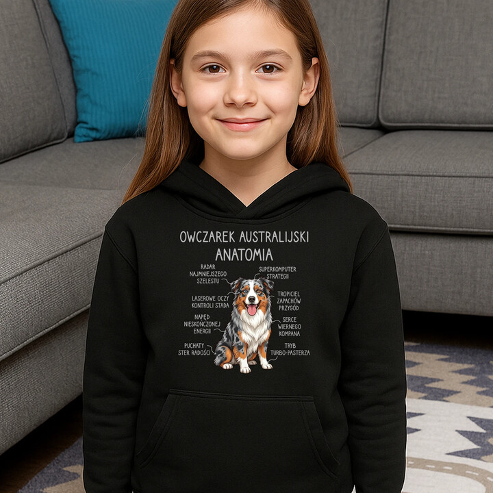 Owczarek Australijski - anatomia - dziecięca bluza na prezent