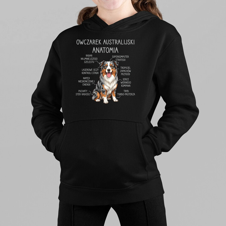 Owczarek Australijski - anatomia - dziecięca bluza na prezent