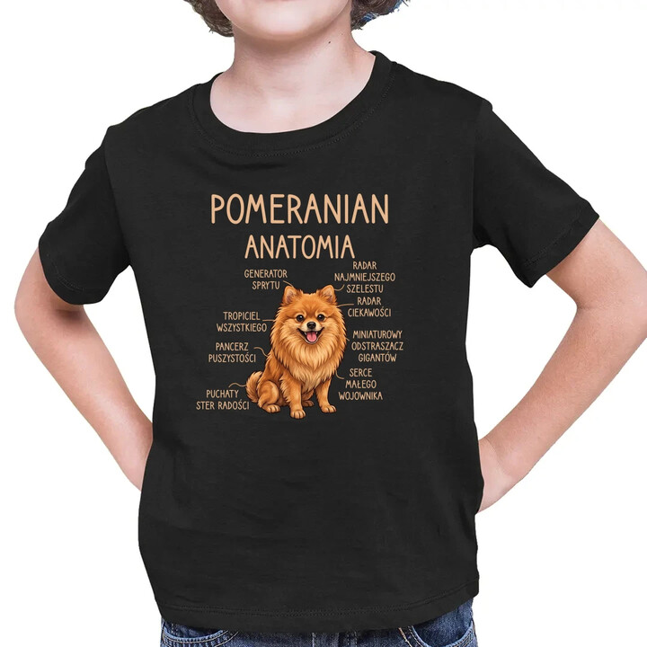 Pomeranian - anatomia - dziecięca koszulka na prezent