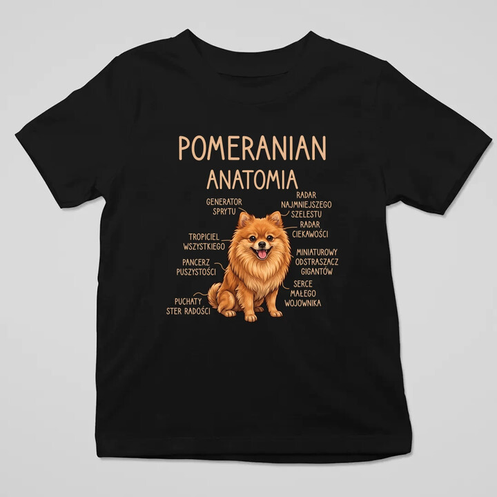 Pomeranian - anatomia - dziecięca koszulka na prezent