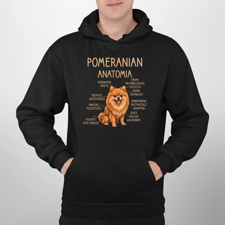 Pomeranian - anatomia - męska bluza na prezent
