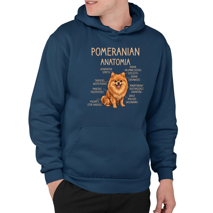 Pomeranian - anatomia - męska bluza na prezent