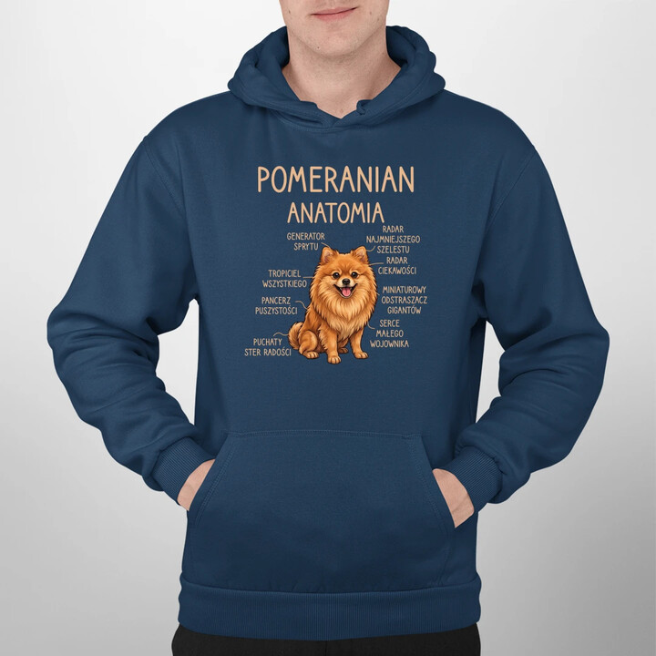 Pomeranian - anatomia - męska bluza na prezent