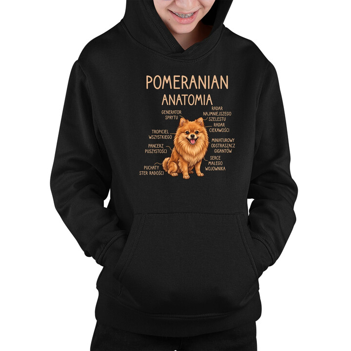Pomeranian - anatomia - dziecięca bluza na prezent