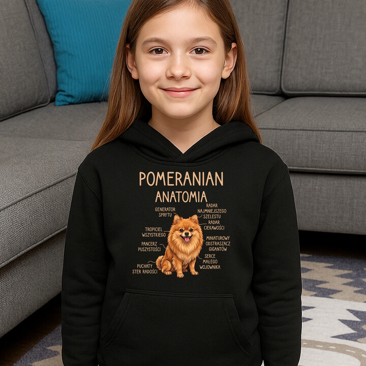 Pomeranian - anatomia - dziecięca bluza na prezent