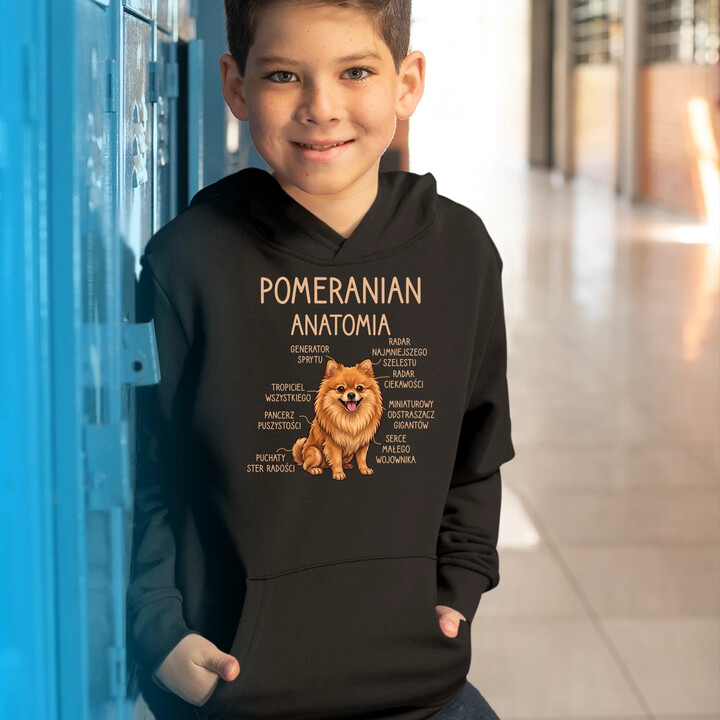 Pomeranian - anatomia - dziecięca bluza na prezent