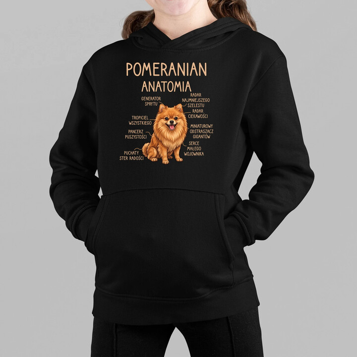 Pomeranian - anatomia - dziecięca bluza na prezent