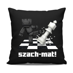 Szach-mat! - czarna poduszka na prezent