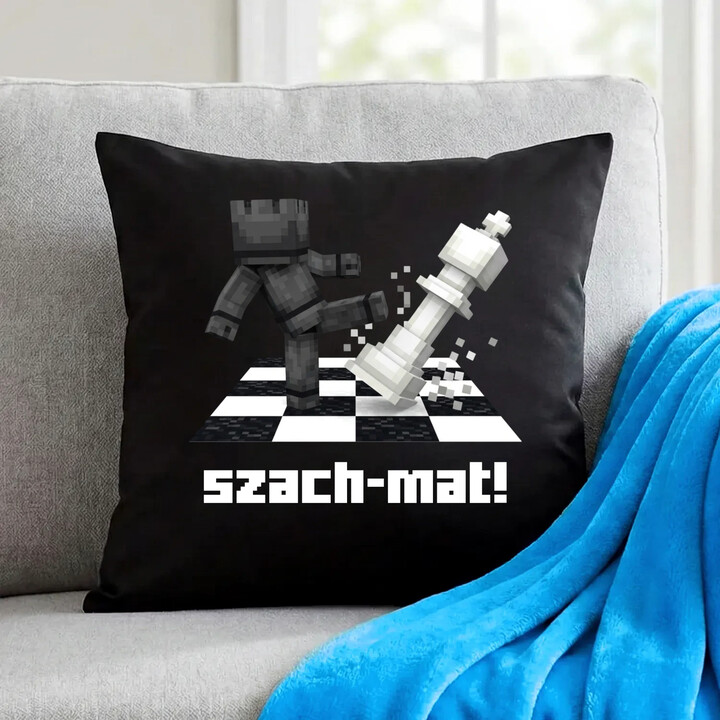Szach-mat! - czarna poduszka na prezent
