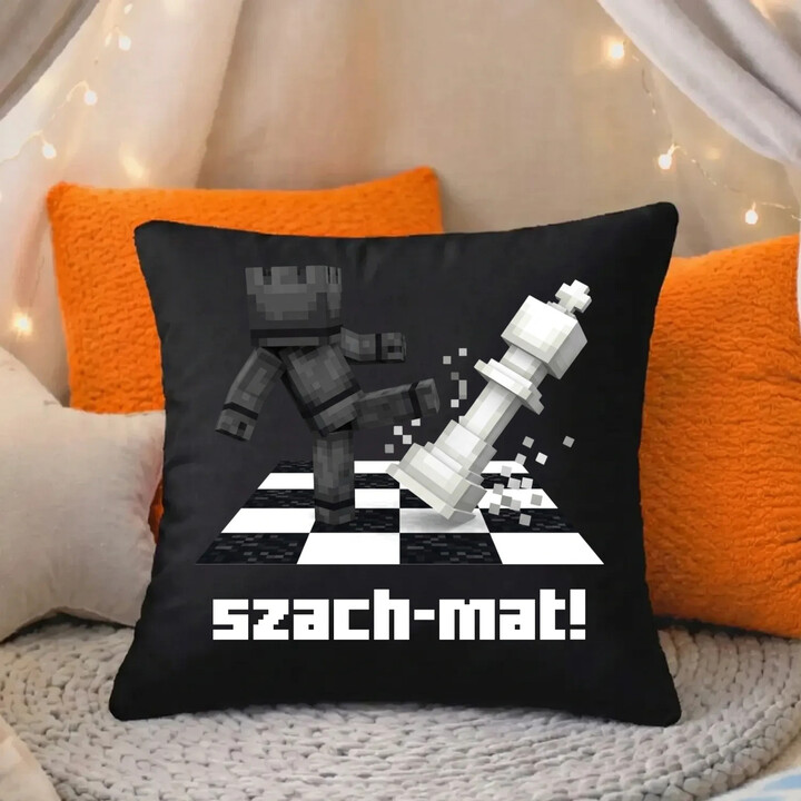 Szach-mat! - czarna poduszka na prezent