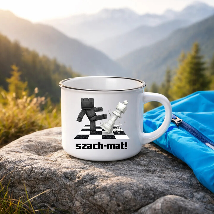 Szach-mat! - kubek emaliowany na prezent