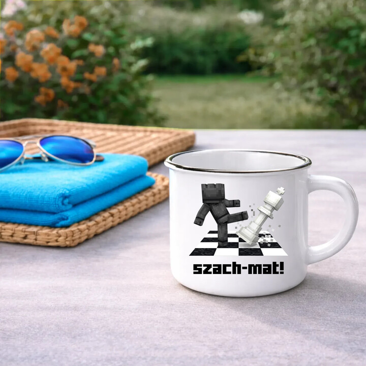 Szach-mat! - kubek emaliowany na prezent