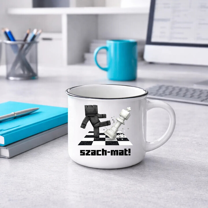 Szach-mat! - kubek emaliowany na prezent