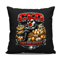 CEO: Chief Egg Officer - czarna poduszka na prezent