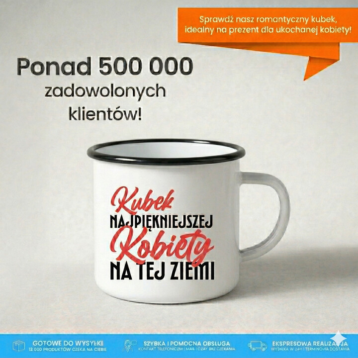 Kubek najpiękniejszej kobiety na tej ziemii - kubek emaliowany na prezent