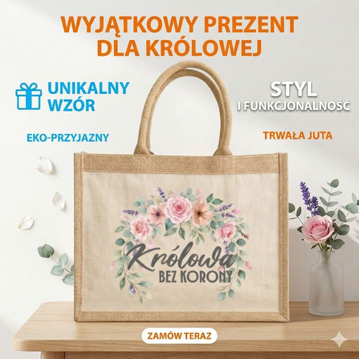 Królowa bez korony - Torba z juty na prezent