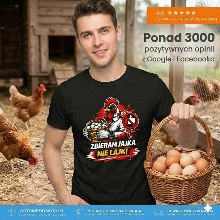 Zbieram jajka, nie lajki - męska koszulka na prezent
