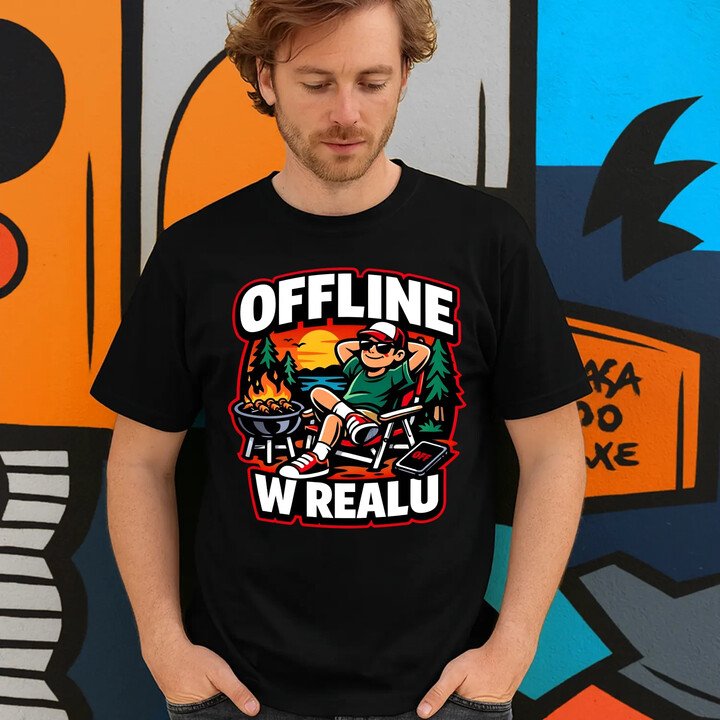 Offline w realu - męska koszulka na prezent