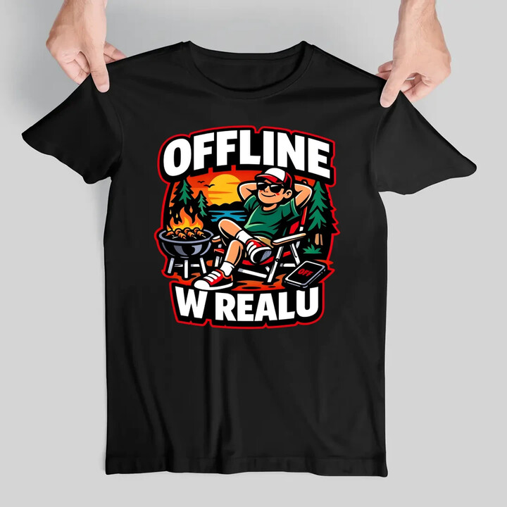 Offline w realu - męska koszulka na prezent