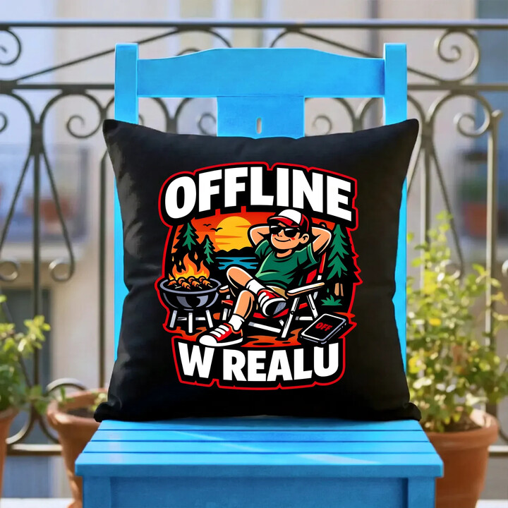 Offline w realu - czarna poduszka na prezent